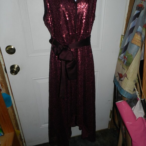 Isabel Toledo for LB sleeveless V-neck high-low wine sequin maxi NWT/🆕⌚📦🏃💨🚚 - Picture 9 of 16